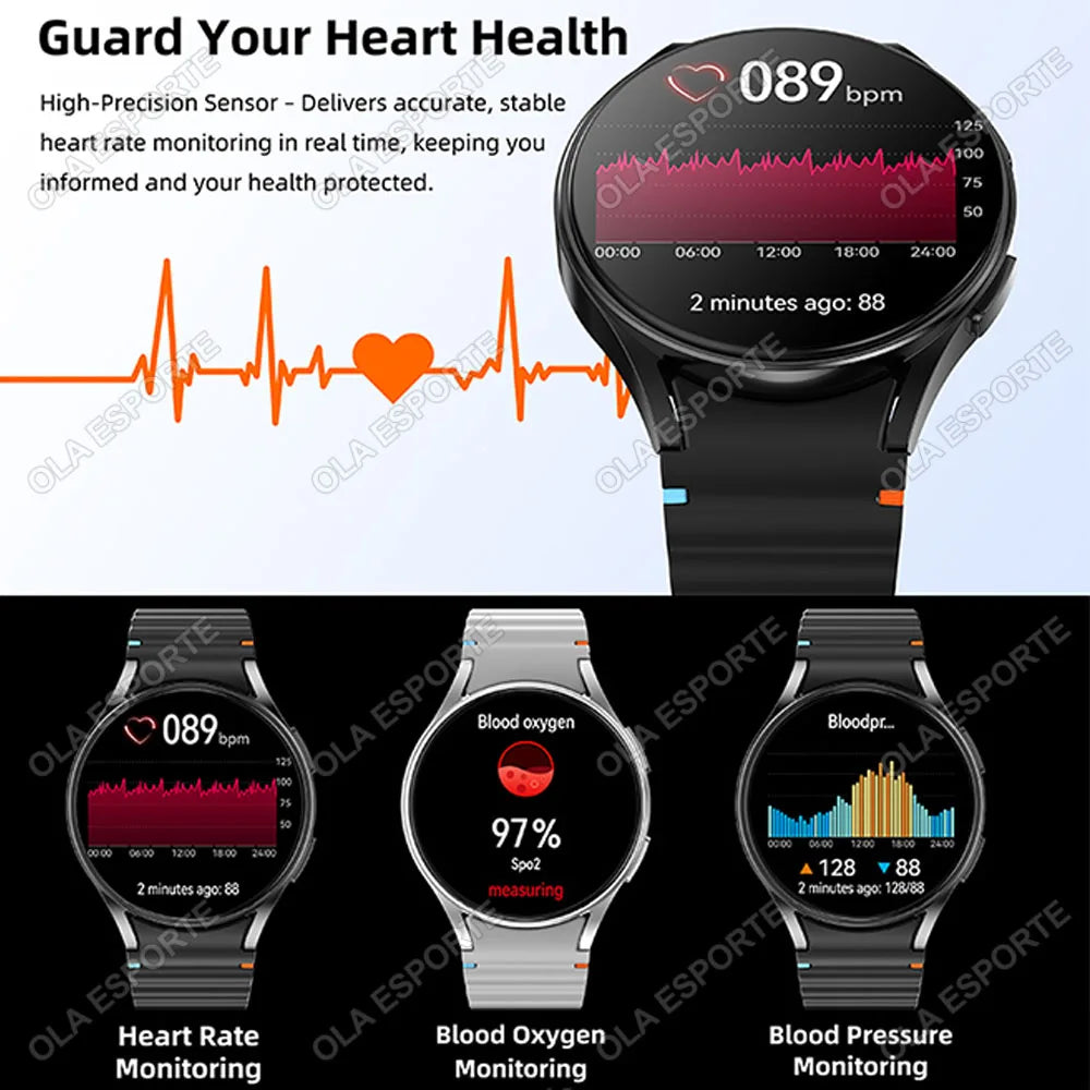 2025 New Smart watch7 Men Women AMOLED Screen Health Monitor Watch Waterproof Voice Assistant Call Smart Watch For Android IOS