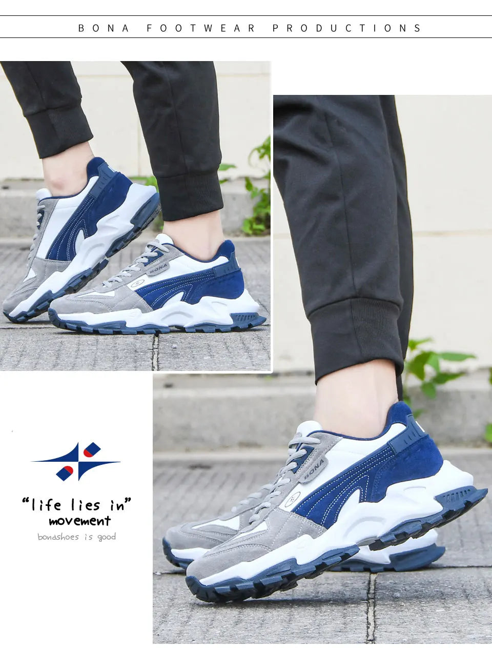BONA 2023 New Designers Athletic Breathable Footwear Running Shoes Men Comfortable Sneakers  Man Zapatillas Walking Jogging Shoe