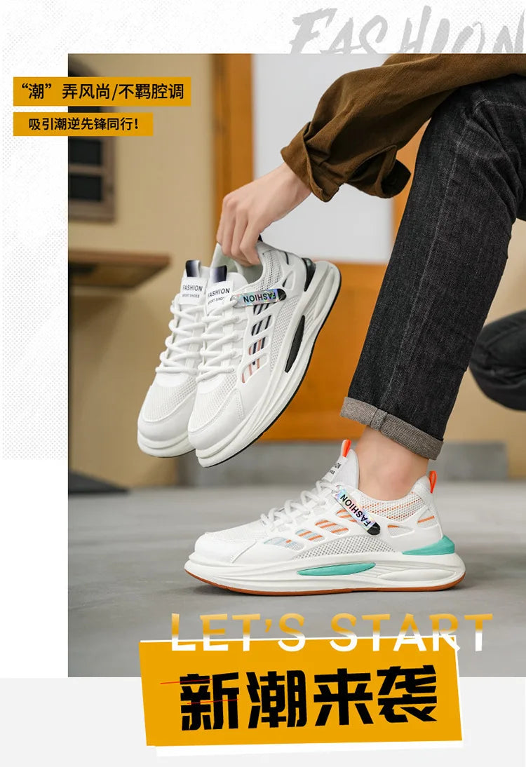Men's Breathable Sneakers 2025 Autumn Comfortable Breathable Mens Platform Running Shoes Fashion Casual Shoes Zapatillas Hombre