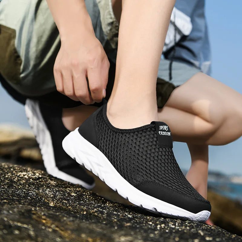 YRZL Men's Sneakers Breathable Mesh Men Casual Shoes Outdoor Non-Slip Big Size Loafers Walking Lightweight Male Tennis shoes