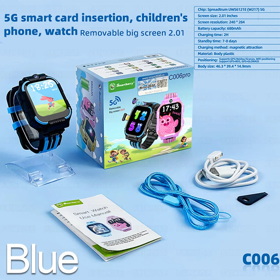 Kids Smart Watch New 5G WIFI Video Call GPS SOS IP68 Waterproof Child Smartwatch HD Camera Monitor Tracker Location Phone Watch