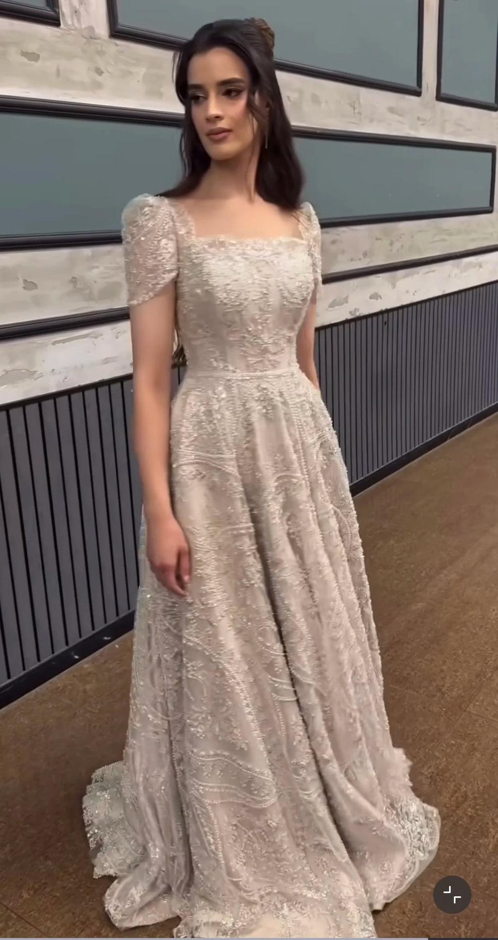 FATAPAESE Customized Bridesmaid Dress Full Beaded Sequins Stones Bodice Short Sleeve A-line Maxi Gown Wedding Engagement Dress