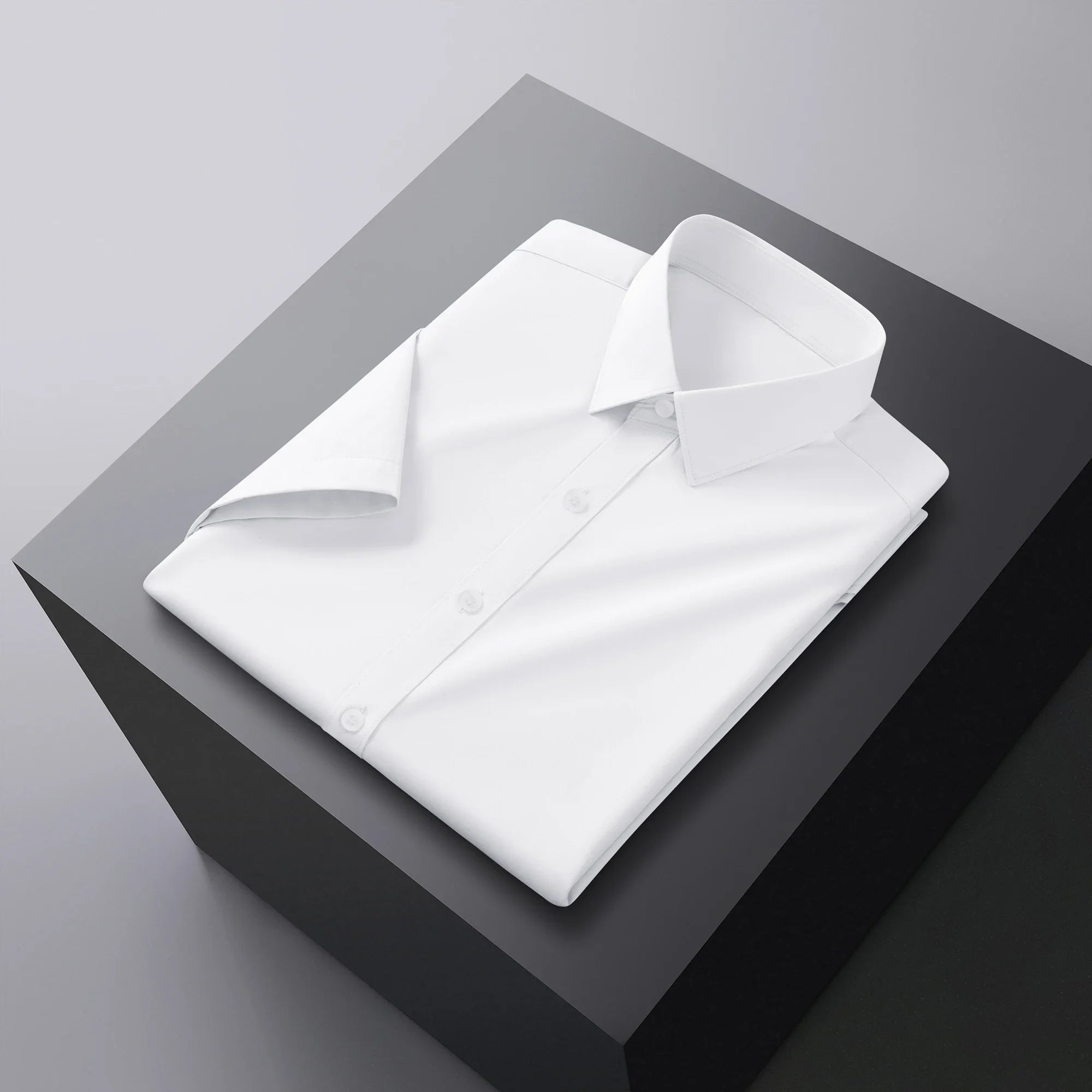 New Men's Business Casual Solid Color Short Sleeved Shirt for Summer Fashion No Ironing Comfortable and Versatile Top