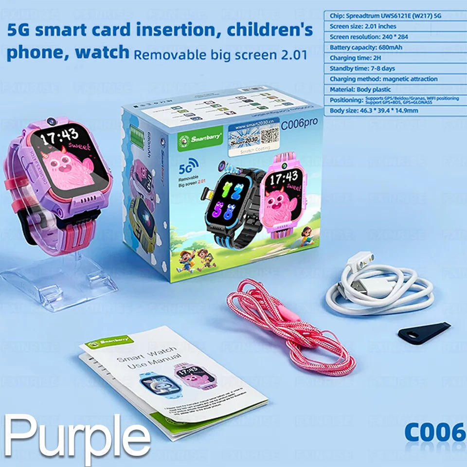 Kids Smart Watch New 5G WIFI Video Call GPS SOS IP68 Waterproof Child Smartwatch HD Camera Monitor Tracker Location Phone Watch