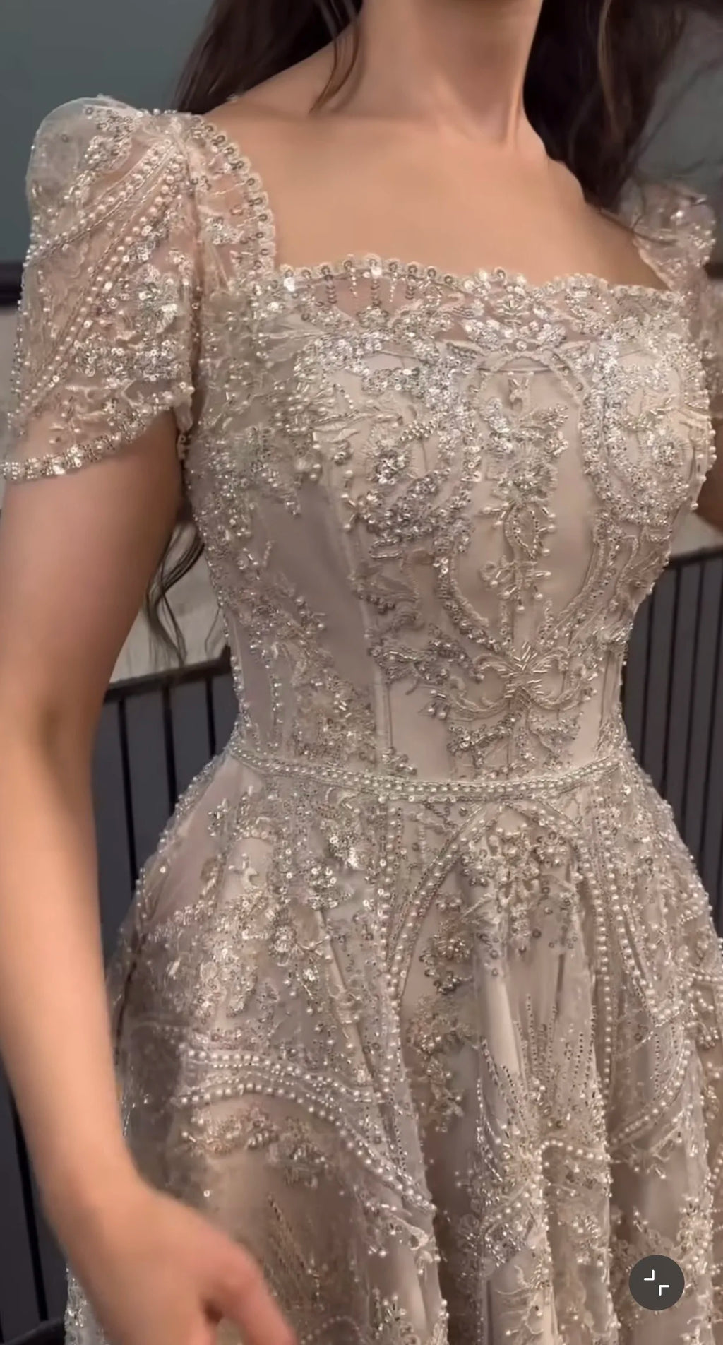 FATAPAESE Customized Bridesmaid Dress Full Beaded Sequins Stones Bodice Short Sleeve A-line Maxi Gown Wedding Engagement Dress