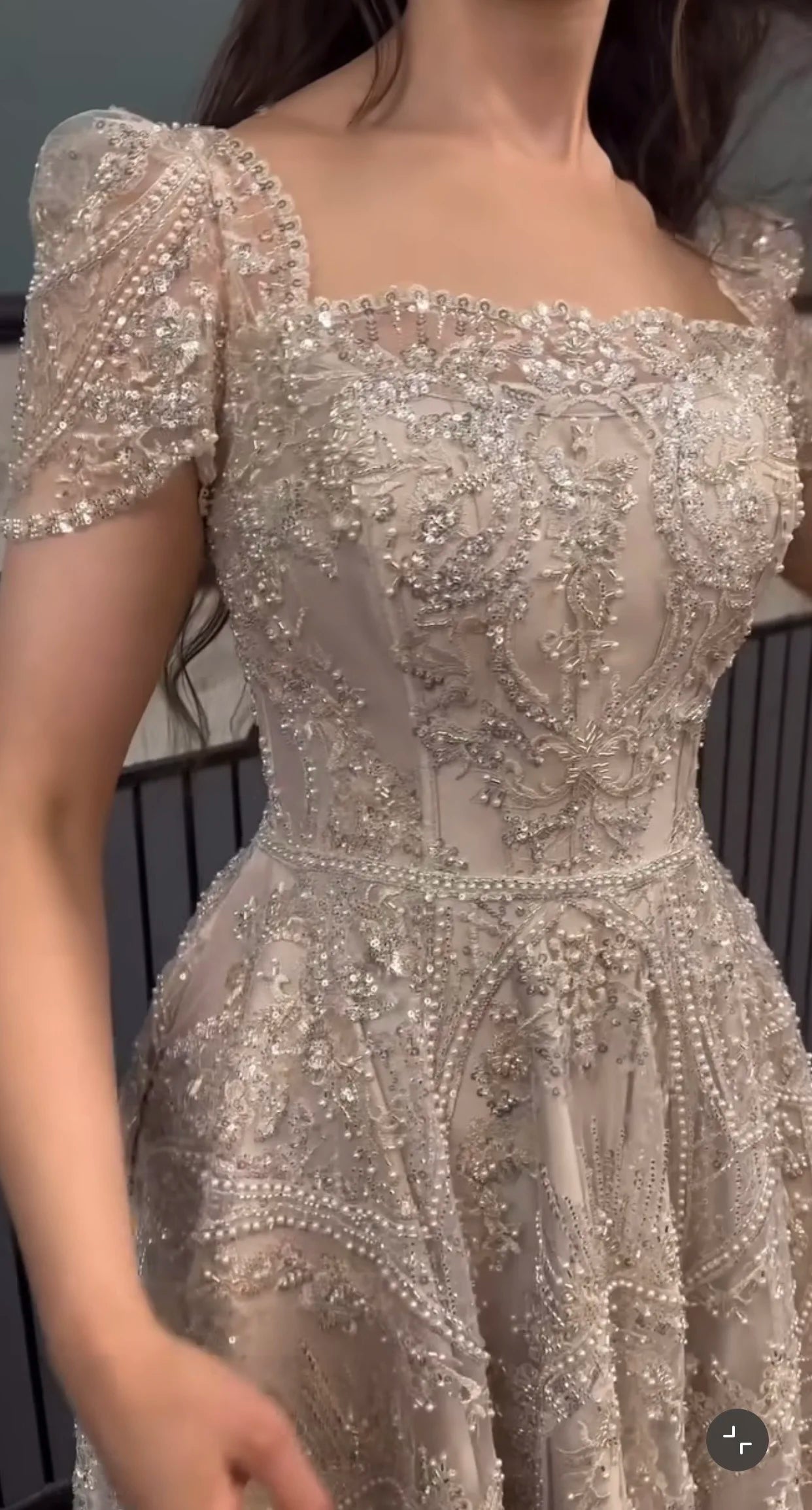FATAPAESE Customized Bridesmaid Dress Full Beaded Sequins Stones Bodice Short Sleeve A-line Maxi Gown Wedding Engagement Dress