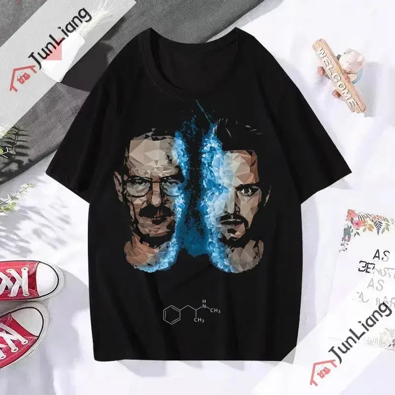 Classic Breaking Bad T-shirt Men's Heisenberg Walter White O Neck Short Sleeve TV Show Tee Summer Clothes